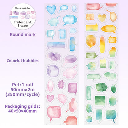 ART EMBOSS Iridescent Shapes Watercolor Stickers(6 Styles) Colorful bubbles