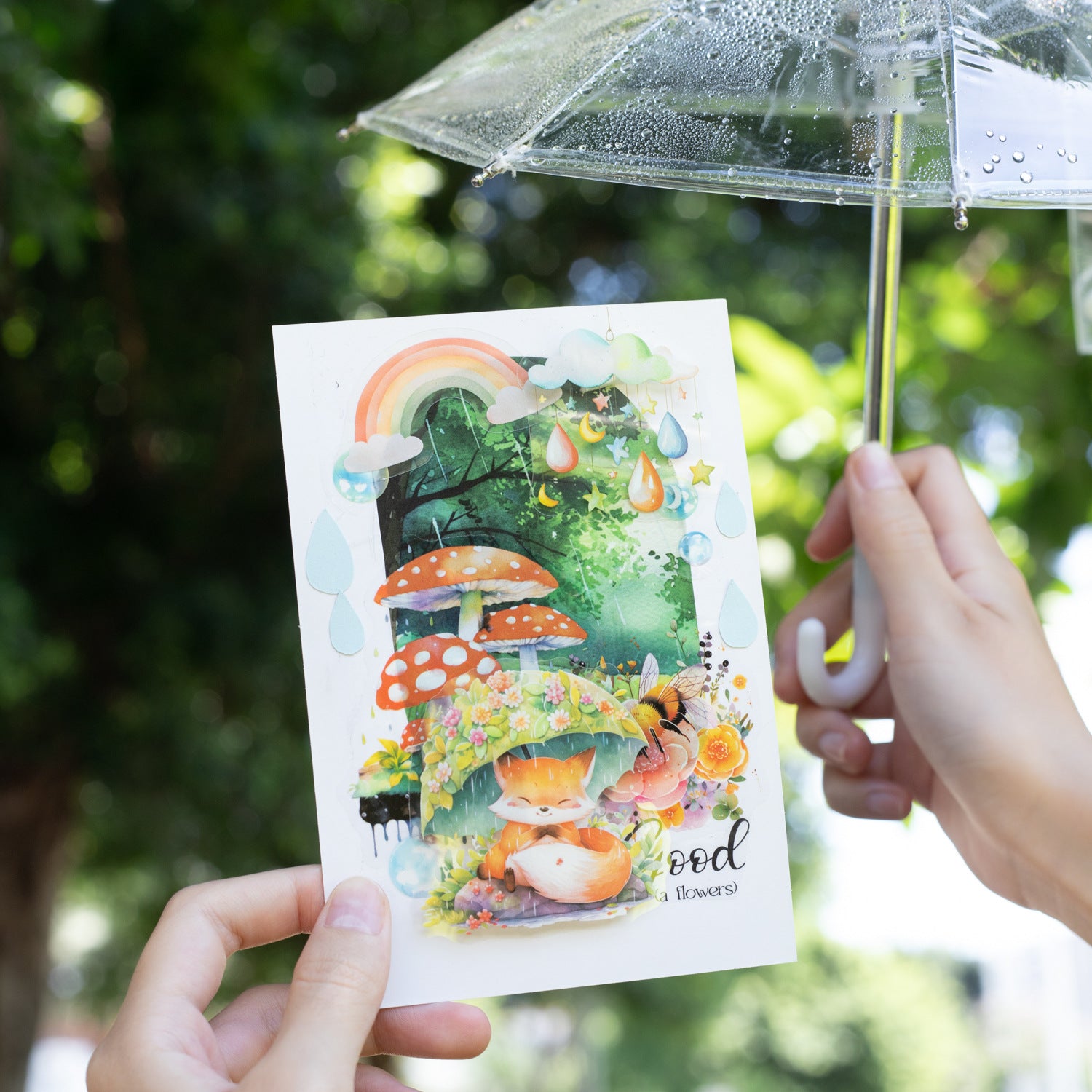 ART EMBOSS Rainy Day Animal PET Sticker Pack – 15 Sheets (6 Designs)