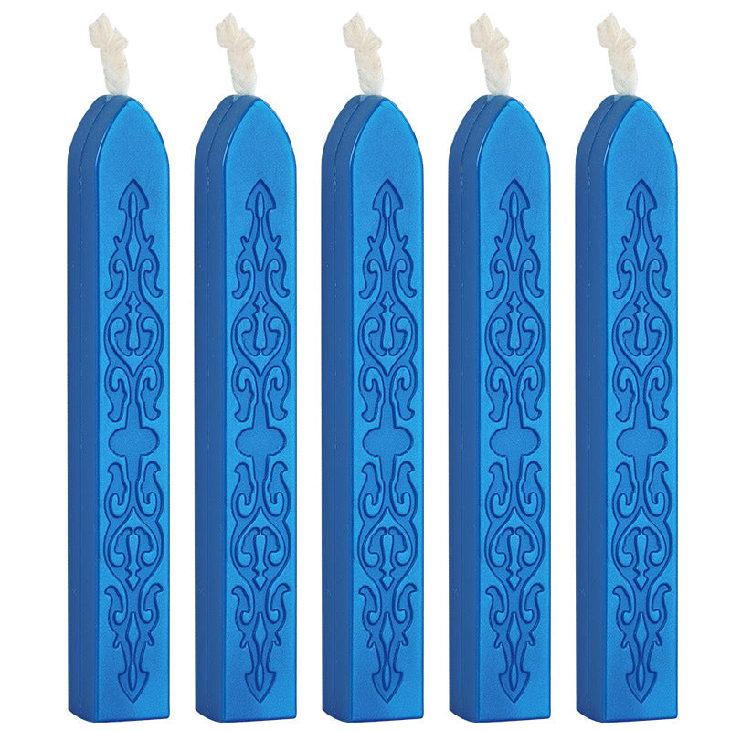ART EMBOSS 5-piece Sealing Wax Sticks(80 colors) Brilliant blue (sword pattern with core, 5 pieces)