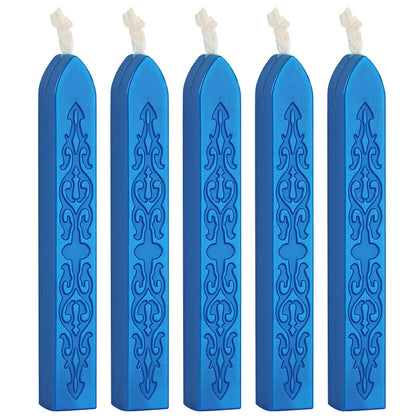 ART EMBOSS 5-piece Sealing Wax Sticks(80 colors) Brilliant blue (sword pattern with core, 5 pieces)
