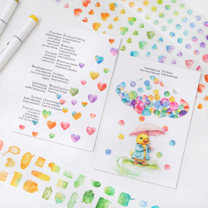 ART EMBOSS Iridescent Shapes Watercolor Stickers(6 Styles)