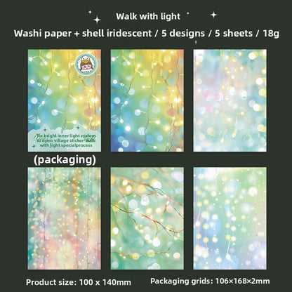 ART EMBOSS Sparkling Lights Sticker Pack – Light-Themed Stickers (5 Sheets) Walk with light