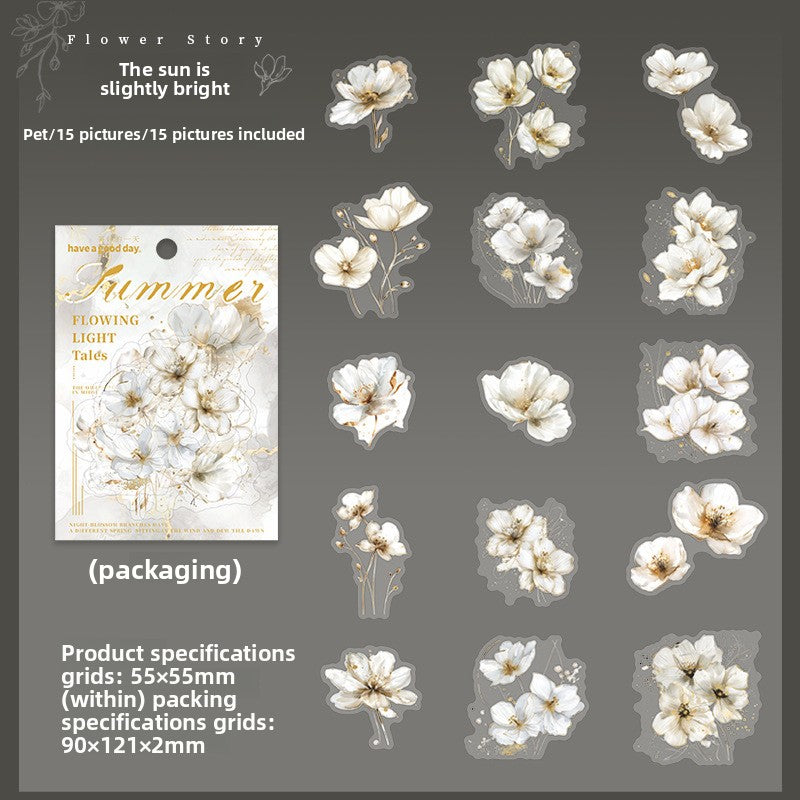 ART EMBOSS Floral Whispers PET Sticker Pack – Watercolor Flower Stickers (15 Sheets) The sun is slightly bright