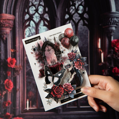 ART EMBOSS Gothic Ball Sticker Set – Dark Aesthetic Stickers (25 Pieces)