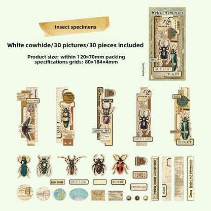 ART EMBOSS Retro Collage Journaling Paper (30 Sheets) Insect specimens