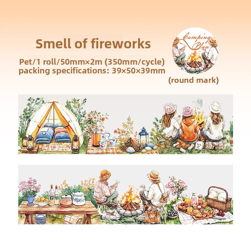 ART EMBOSS Camping Plan Sticker Tape – Outdoor Journaling Tape (6 Options) Smell of fireworks
