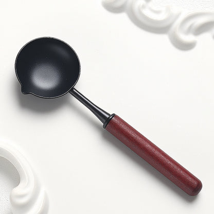 ART EMBOSS Wooden Non-stick Wax Melting Spoon Mahogany cylindrical