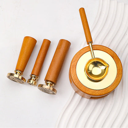 ART EMBOSS Wooden Handle Wax Seal Spoon & Furnace Set