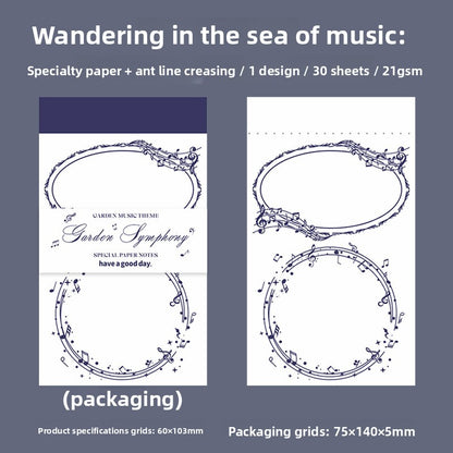ART EMBOSS Garden Symphony Notepad Set – Floral Memo Paper (30 Pieces) Wandering in the sea of music