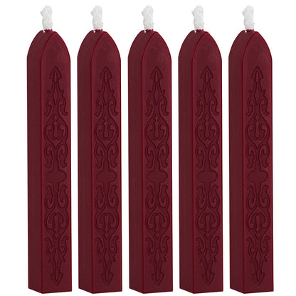 ART EMBOSS 5-piece Sealing Wax Sticks(80 colors) Deep crimson (sword pattern, 5-piece set with core)