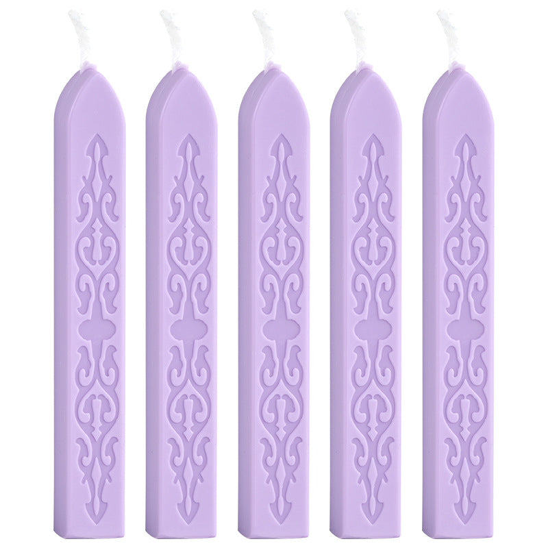 ART EMBOSS 5-piece Sealing Wax Sticks(80 colors) Morning glory purple (5-pack with sword pattern and core)