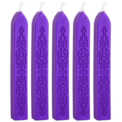 ART EMBOSS 5-piece Sealing Wax Sticks(80 colors) Purple (5-pack with core in sword pattern)
