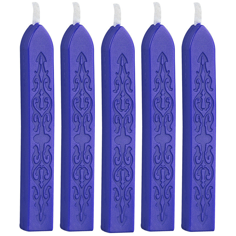ART EMBOSS 5-piece Sealing Wax Sticks(80 colors) Deep blue (sword pattern, 5-piece set with core)