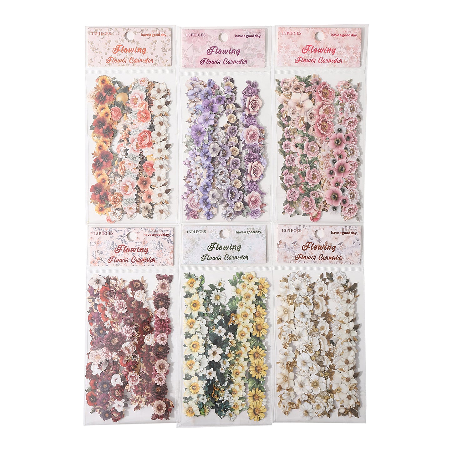 ART EMBOSS Vintage Floral Stickers (15 Sheets)