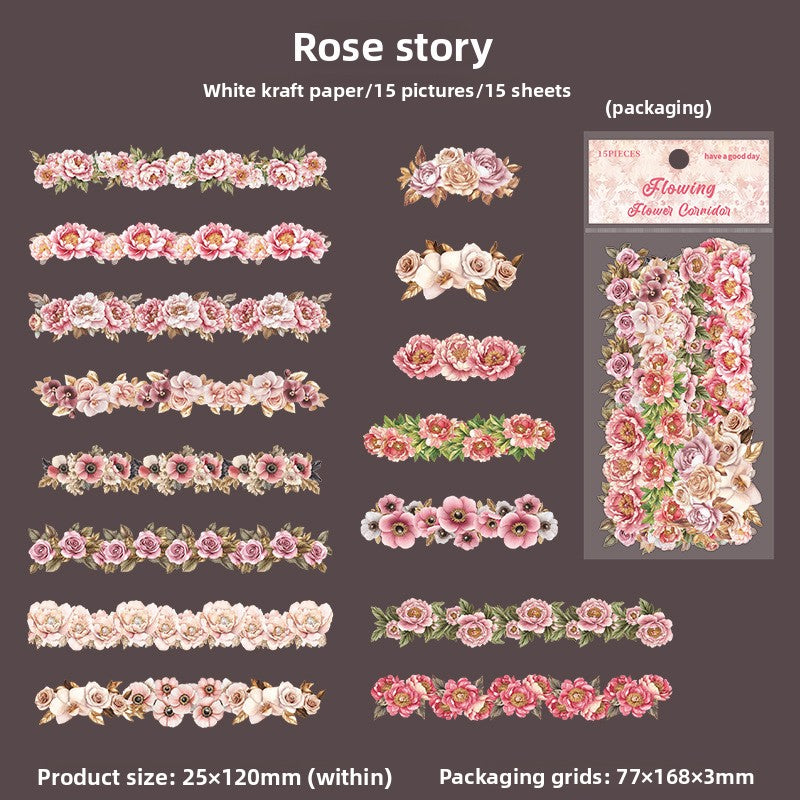 ART EMBOSS Vintage Floral Stickers (15 Sheets) Rose story