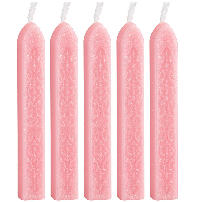 ART EMBOSS 5-piece Sealing Wax Sticks(80 colors) Peach powder (5 pieces with sword pattern and core)