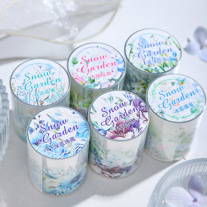 ART EMBOSS Snow Garden PET Sticker Tape – Winter Floral Tape (6 Styles)