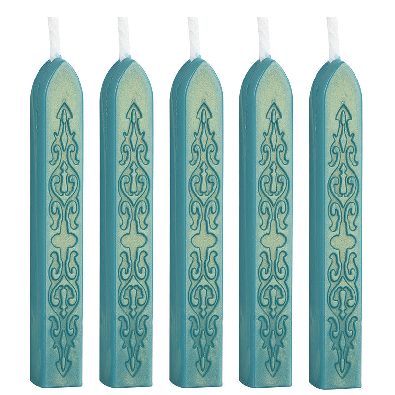 ART EMBOSS 5-piece Sealing Wax Sticks(80 colors) Gold and blue (sword pattern with core, 5 pieces)
