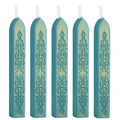 ART EMBOSS 5-piece Sealing Wax Sticks(80 colors) Gold and blue (sword pattern with core, 5 pieces)