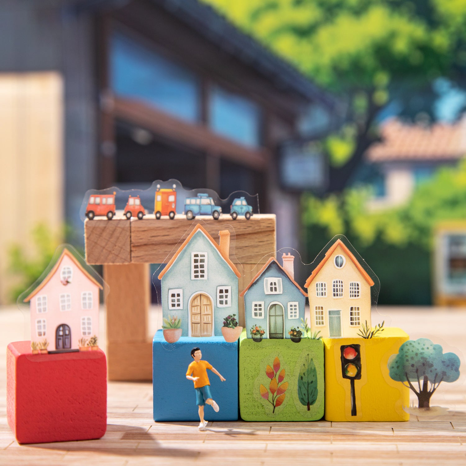 ART EMBOSS Small Town Street Scene Sticker Book – Scenic Journaling Stickers (10 Pieces)