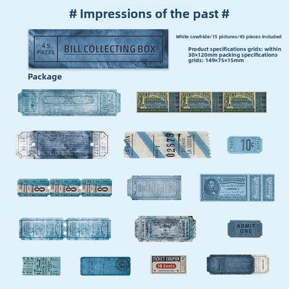 ART EMBOSS Retro Train Ticket Journaling Stickers (15 Sheets) Impressions of the past